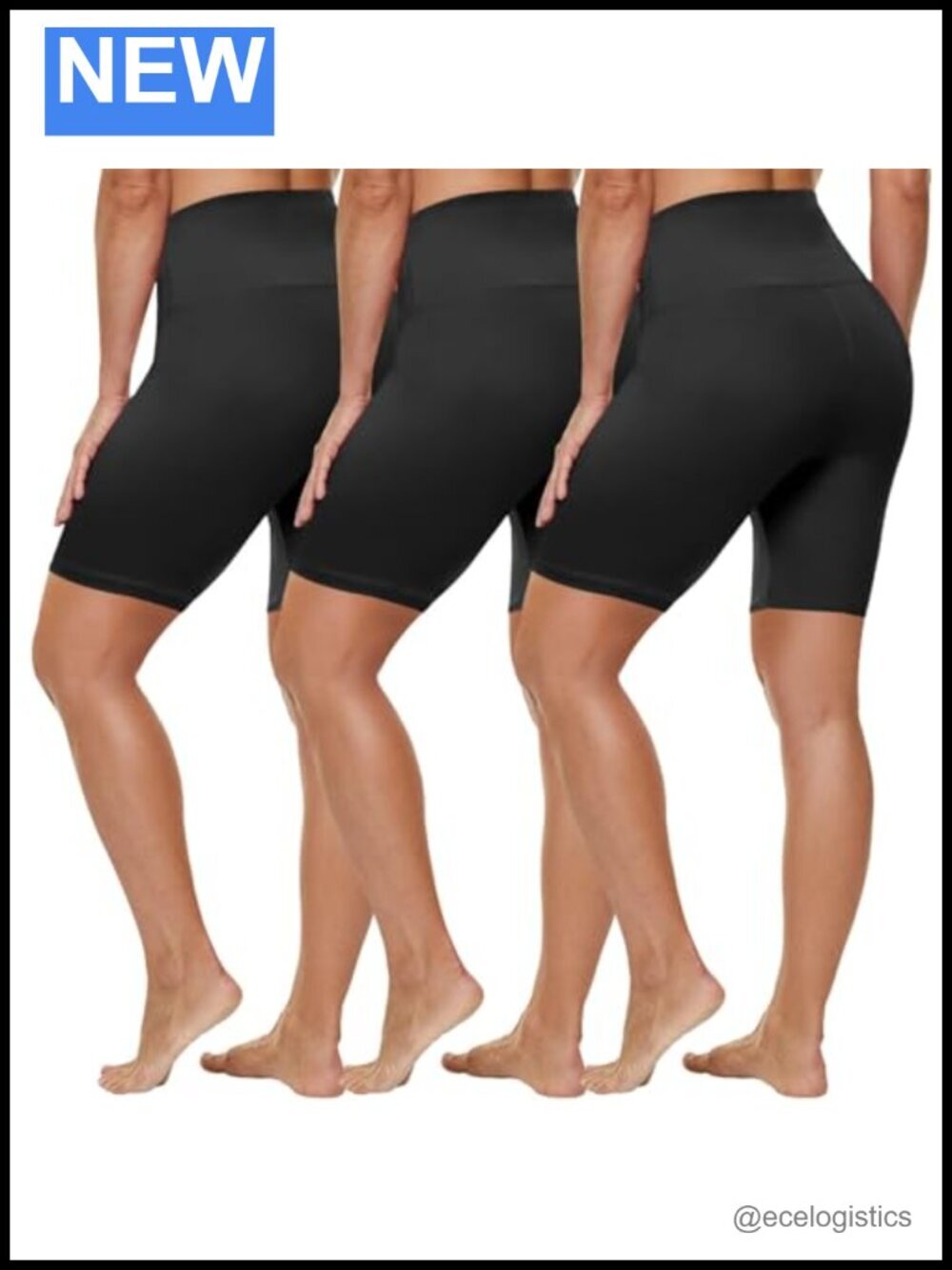 High Waist Tummy Control Biker Shorts with Pockets 3 Pack
